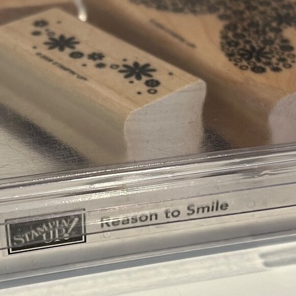 Stampin Up! Reason To Smile Wood Mounted Rubber Stamps Set Of 3 Butterfly & Flor - Picture 3 of 3